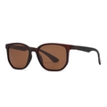 Brown matte fashion sunglasses with carbon fiber texture arms and polarized lenses - Tea Frame Tea