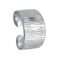Anello geometrico minimalista con trama corteccia d'argento e design aperto regolabile - Aperto Regolabile / Argento