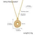 Golden stainless steel letter pendant necklace with zircon stones and adjustable chain - Rp017-o Letter Gold Necklace 40+5cm