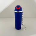 Blue mini tumbler keychain with red lid detail and silver clip for lip balm storage - 03 Color Matching Royal Blue