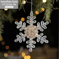 Transparent acrylic snowflake ornament with champagne gold sequins for Christmas trees - Snowflake Type B