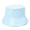 Light blue glossy patent leather bucket hat with stylish stitched brim for casual wear - One Size(58cm) / Light Blue