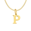 Elegant gold plated titanium steel necklace featuring a letter P pendant and herringbone chain - Letter P / 1 Piece / Gold