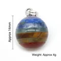 7 Chakra stone sphere pendant with silver metal bail, 14mm natural crystal ball charm - 14mm Round Ball Pendant