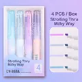 Set of 4 gradient aesthetic highlighters in pastel blue, purple, and orange tones - Galaxy Stroll (4 Pcs Boxed)