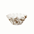 Cápsulas de papel blanco para cupcakes con motivos de hojas marrones y bordes ondulados - 50 Piezas / Estampado Floral Blanco