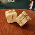 Scatole regalo di Natale stile giornale vintage con nastri dorati e fiocchi eleganti - 3cm / Giallo Stampa Giornale