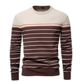 Detail des gestreiften Strickpullovers mit brauner, weißer und oranger Textur - S / Khaki