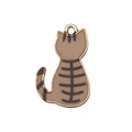 Brauner Katzen-Emaille-Anhänger mit Goldrand für DIY-Schmuckherstellung - Braun Gestreifte Katze (18946)