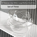 3-piece set of stackable transparent PET washbasins in various sizes for versatile home use - Transparent 3-Piece Set