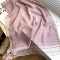 Elegant light mauve silk wool blend scarf featuring champagne gold metallic thread trim - Taro Purple