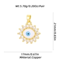 Detail view of evil eye charm with gold plating and zircon inlay including dimensions - Pave Zirconia Evil Eye Style (XL-350-B) / Pendant