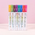 Set of 8 colorful dual-line outline markers in a transparent storage case - 8 Colors Outline Markers Gold Barrel (No Inner Box)