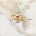 14K gold-plated jewelry connector with red heart rhinestones and white crystal pavé - 14K Gold - Red Heart Rectangle