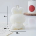 Cute white bunny scented candle with bow relief detail, dimensions 8x5.5x4.5cm - White (Tuberose)