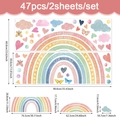 Boho Regenbogen und Herz Wandaufkleber für Kinderzimmer mit 47 selbstklebenden Teilen - Bohemian Regenbogen Inspirierende Zitate Stil (UV24Y11387T_R) / 90*30cm*2pcs