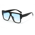 Gafas de sol cuadradas de gran tamaño con montura negra brillante y lentes degradadas azules - C04 Marco Negro Lente Azul Degradado