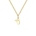 Golden stainless steel necklace featuring a script letter B pendant with a small heart detail - Letter O