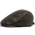 Donkerbruine kunstlederen ivy cap met vintage textuur en metalen ventilatiegaatjes - Legergroen