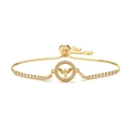 Adjustable gold bracelet with zircon bird pendant and elegant tennis chain design - Bird Peace Dove Pendant