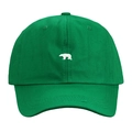 Gros plan d'une casquette en coton vert avec une broderie détaillée d'ours polaire blanc - Vert