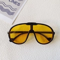 Kids vintage sports sunglasses with black frames and vibrant yellow lenses - Black Frame Yellow Lens