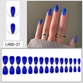 30pcs Royal Blue almond shape glossy press-on nails set with 3-panel display and model view - Royal Blue Style (LHSD-27)