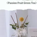 Passion Fruit Green Tea home fragrance set with striped glass bottle and dried flowers - Passion Fruit Green Tea