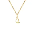Golden stainless steel necklace featuring a cursive letter Q pendant with heart detail - Letter Q