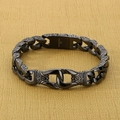 Pulsera de cadena para hombre en acero inoxidable negro gun con relieve de estilo retro - Negro de Pistola (KB150664-KJX)