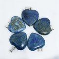 Lapis lazuli heart shaped crystal pendants in deep blue with metal bail set - Lapis Lazuli