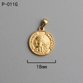 Detail of 18K gold-plated 18mm Roman coin pendant with French Republic embossing - P-011G