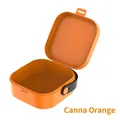 Portable square storage box in Canna Orange with handle for chargers and cables - Multifunctional Box / Canna Orange