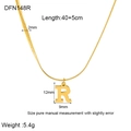 Detail of 18K gold plated letter R pendant necklace with dimensions 12mm x 9mm - Style R (DFN148R)