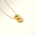 Golden balloon style letter S pendant necklace with round 3D polished finish for women - Letter S(S-P062-S)