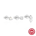 925 Sterling Silver earring set with opal, clear cubic zirconia, and white pearl studs - Platinum - 3Pcs Set (Opal/Pearl)