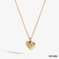 Goldene Herz-Halskette mit klaren Zirkoniasteinen und feiner O-Gliederkette für Damen - Goldene Herzhalskette (KD1486)