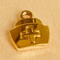 Golden stainless steel nurse hat pendant charm with cross detail for DIY jewelry - Nurse Hat (13mm)