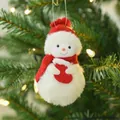 Pupazzo di neve in peluche per albero di Natale con calza rossa, decoro 5.5x4.5x11cm - Pupazzo di neve