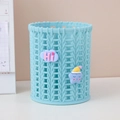 Light blue pencil holder with hollow woven texture and cute cartoon star and cloud - Star with Hat