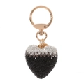 Porte-clés cœur créatif avec strass en dégradé et fermoir doré sur fond blanc pur - Noir
