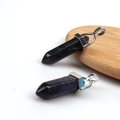 Deep blue sandstone hexagonal point pendant with 925 silver clasp for jewelry - Blue Sandstone