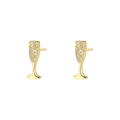 Orecchini a perno a forma di calice di champagne in oro con pietre di zircone - Calice di vino dorato