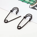 Minimalist black paperclip earrings in high-quality metal with sleek matte finish - Matte Black Pin Earrings 2Pcs (5637)