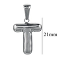 Mini 18K silver plated stainless steel bubble letter T pendant charm 21mm accessory - Letter T / Steel