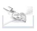 S925 silver heart pendant necklace with a brilliant round zircon and box chain style - Asymmetric Hollow Heart Pendant + Box Chain