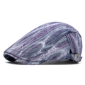 Vintage gestreepte pet in paars en groenblauw met distressed textuur en metalen gesp - Blauw Gestreept