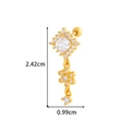 Gouden kraakbeen oorbel met vierkante steen en bloem hanger met zirkonia - Vierkante Bloem (0181-4#) / Goud