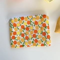 Petit porte-monnaie en coton au motif orange vif avec fermeture éclair blanche - Orange