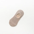 Beige cotton low cut invisible boat socks with vertical ribbed knit texture for women - Coffee